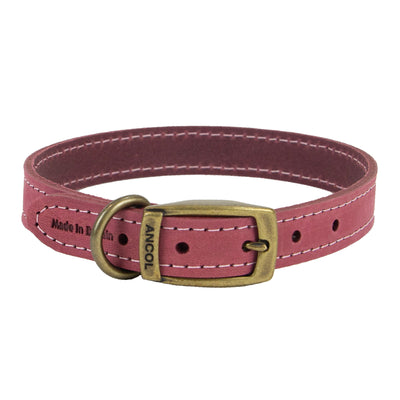 Ancol Timberwolf Leather Collar Raspberry 35-43cm Size 4